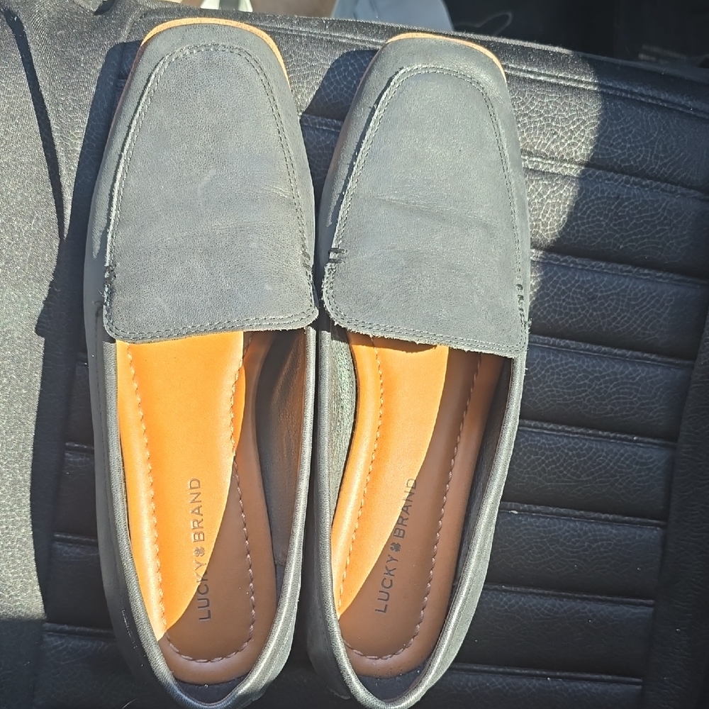 Lucky Brand Womens Dark Blue  Leather Slip-On Loafers